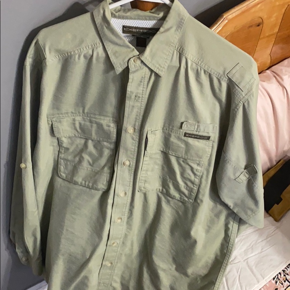 Exfficio long sleeve green button down